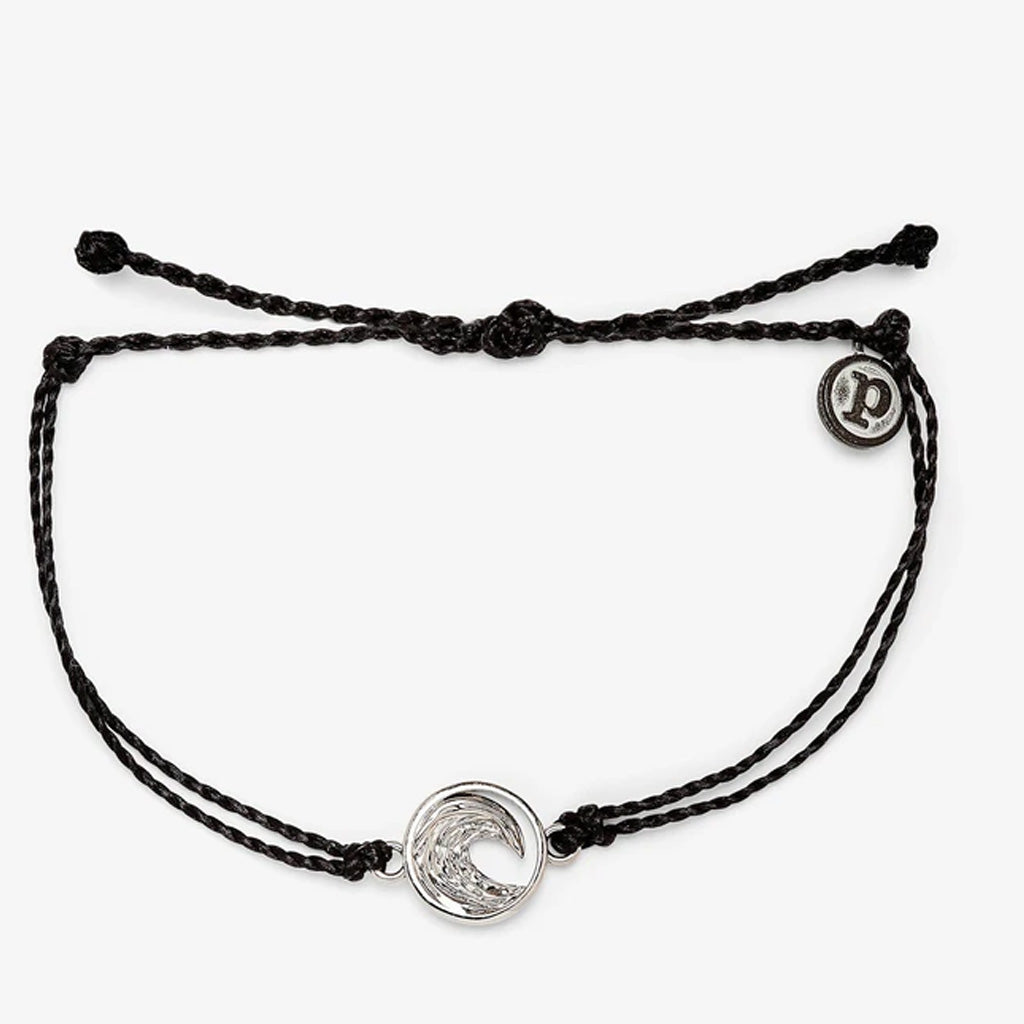 Pura Vida Swell Silver Charm Bracelet - Black