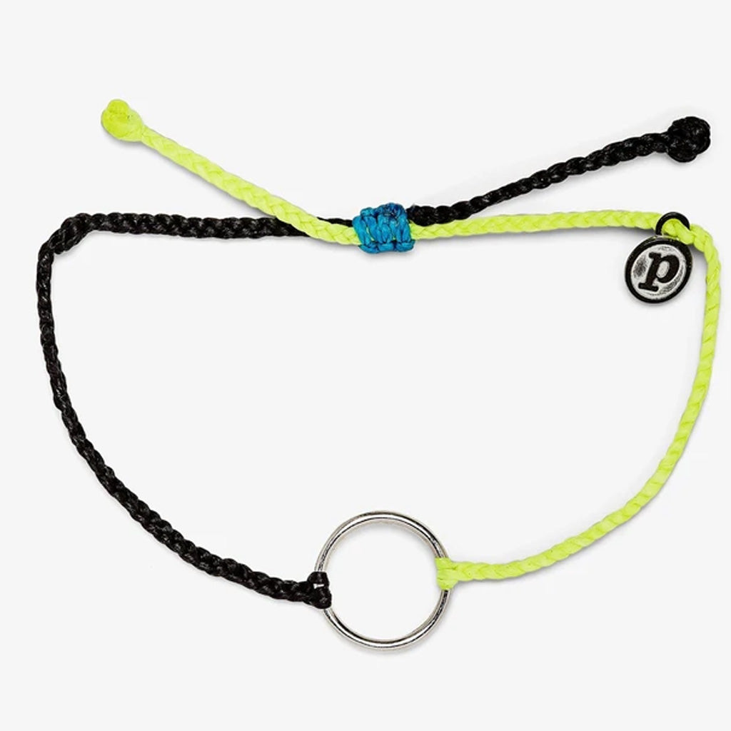 Pura Vida Two Tone Circle Silver Charm Bracelet - Black/Yellow