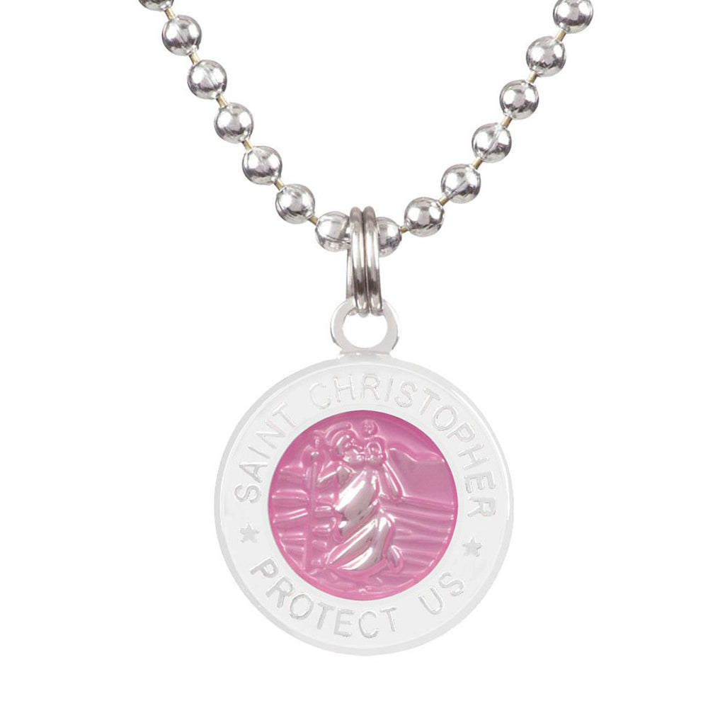 Saint Christopher Small Medal - Pink/White