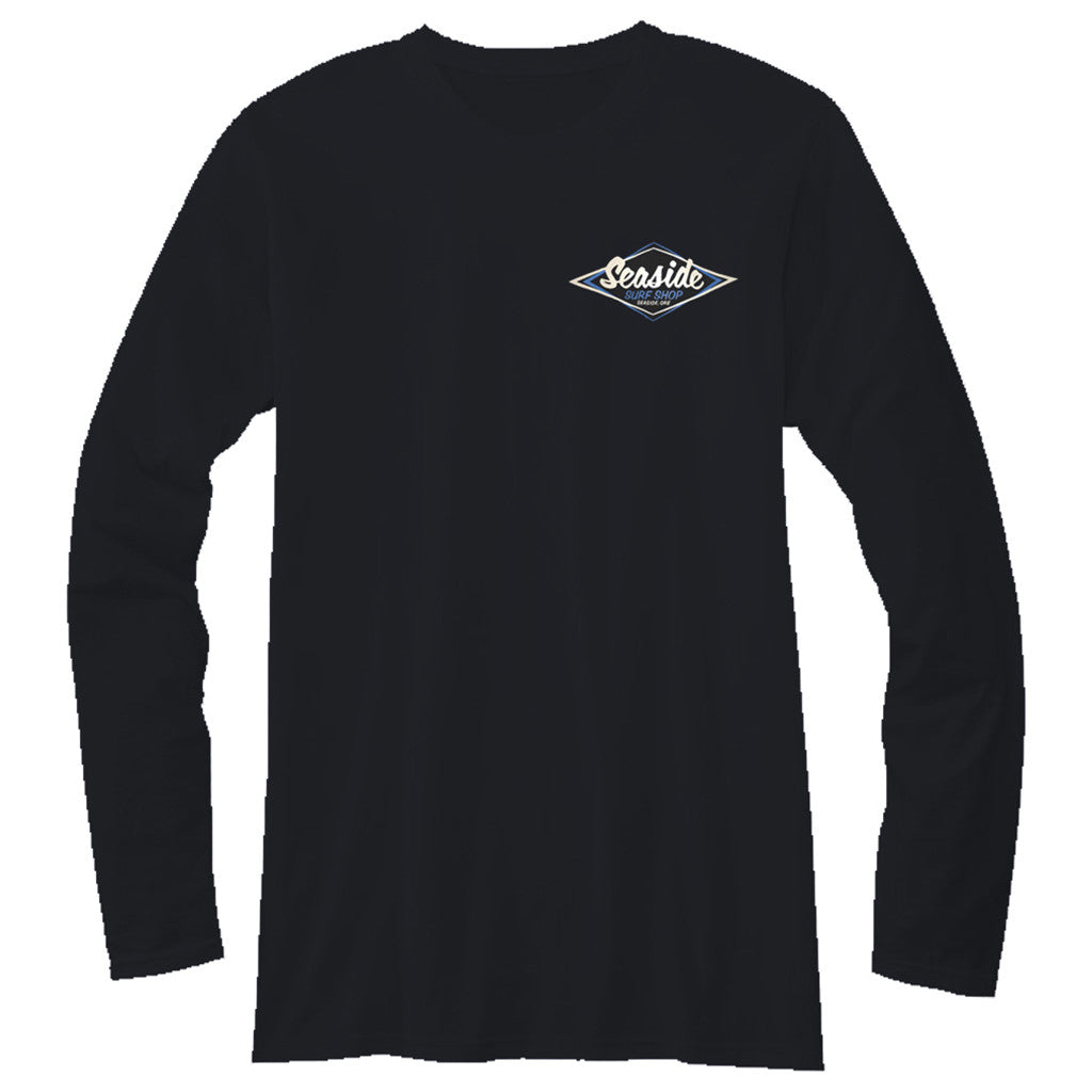 Seaside Surf Shop Mens Vintage Logo L/S Tee - Black