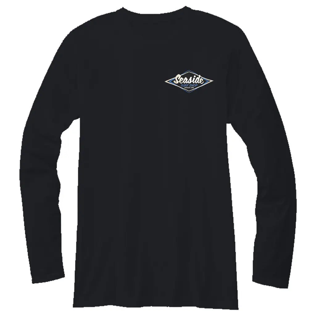 Seaside Surf Shop Mens Vintage Logo L/S Tee - Black