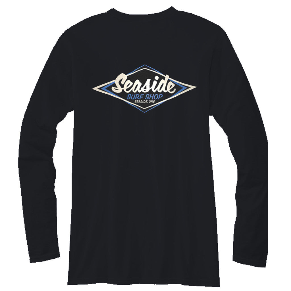 Seaside Surf Shop Mens Vintage Logo L/S Tee - Black