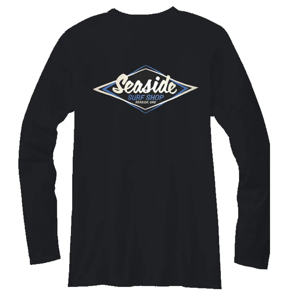 Seaside Surf Shop Mens Vintage Logo L/S Tee - Black