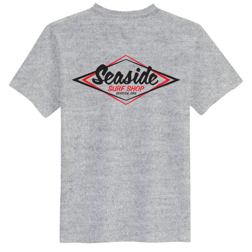 Seaside Surf Shop Mens Vintage Logo Tee - Light Steel