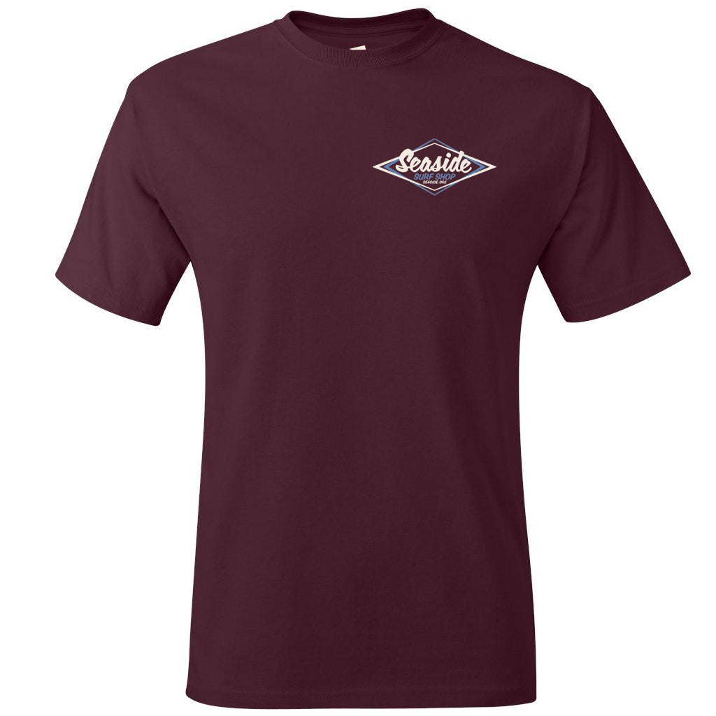 Seaside Surf Shop Mens Vintage Logo Tee - Maroon