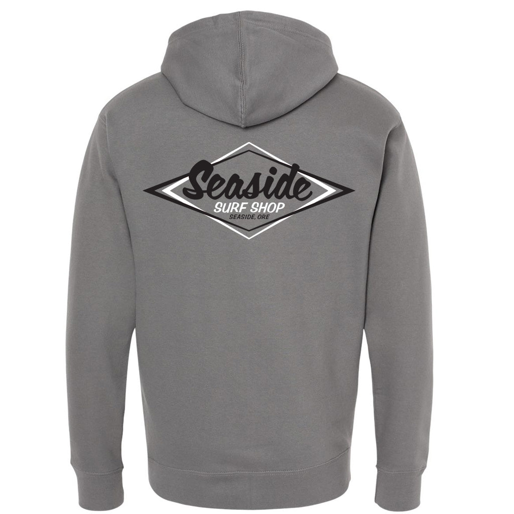 Seaside Surf Shop Mens Vintage Logo Zip Hoody - Charcoal Grey/Black
