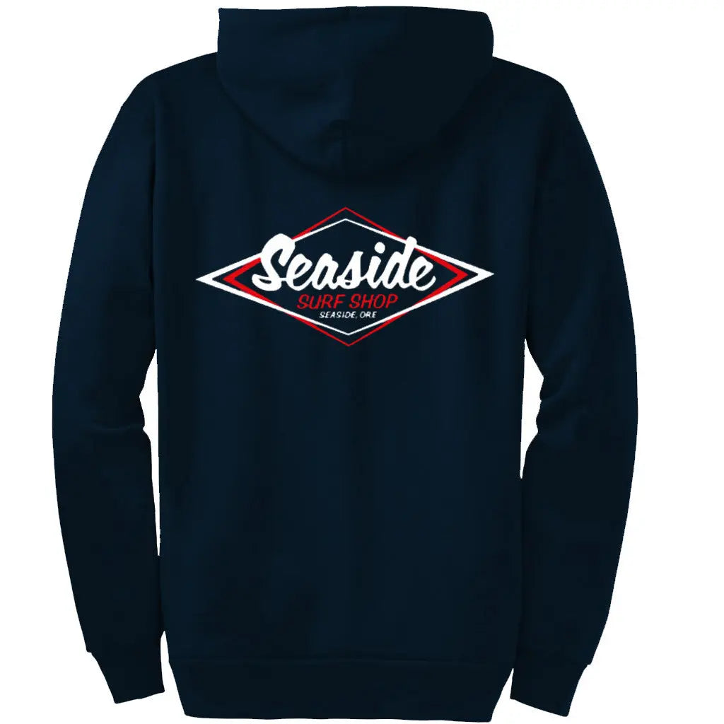 Seaside Surf Shop Mens Vintage Logo Zip Hoody - Navy