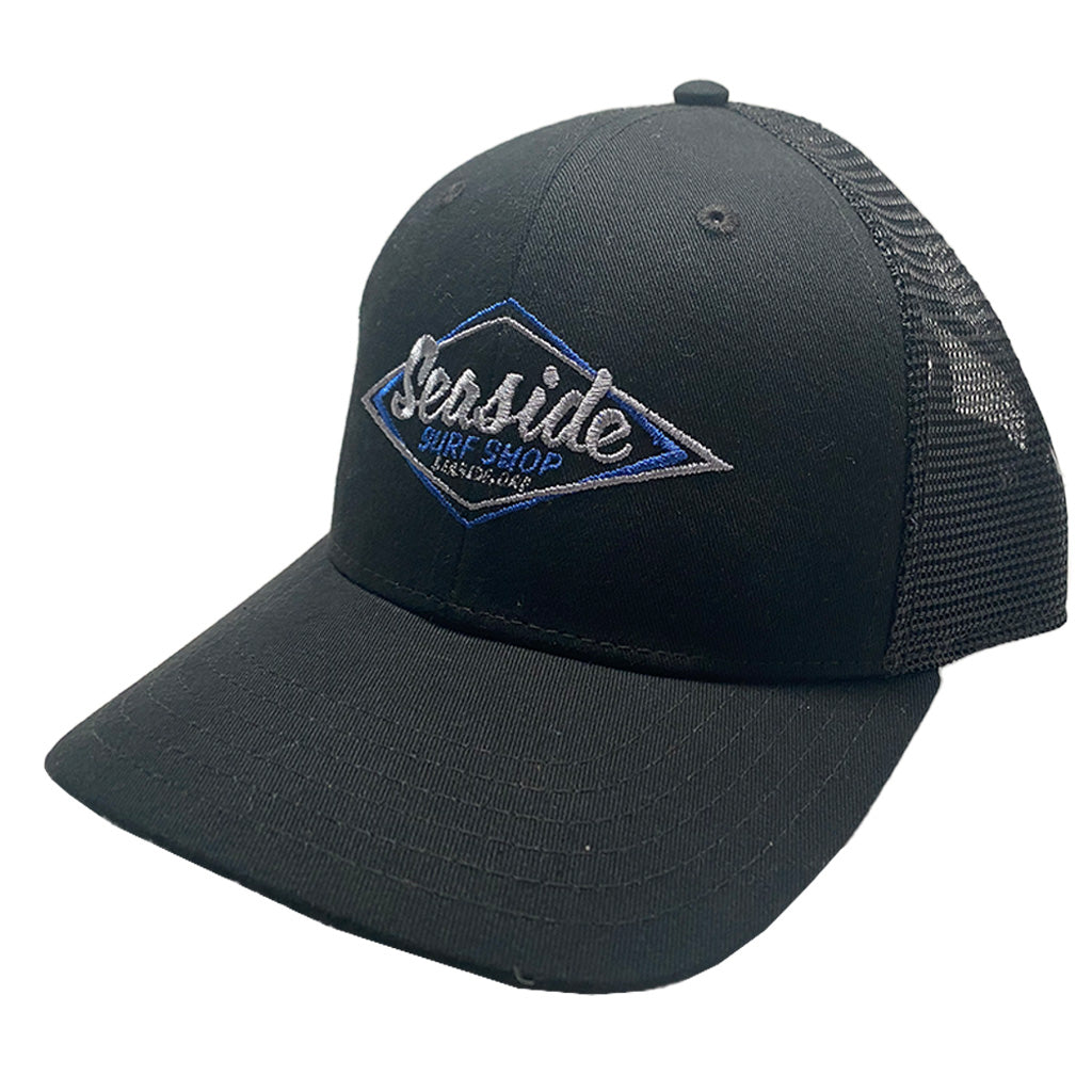 Seaside Surf Shop Vintage Logo Mid Crown Cap - Black/Black