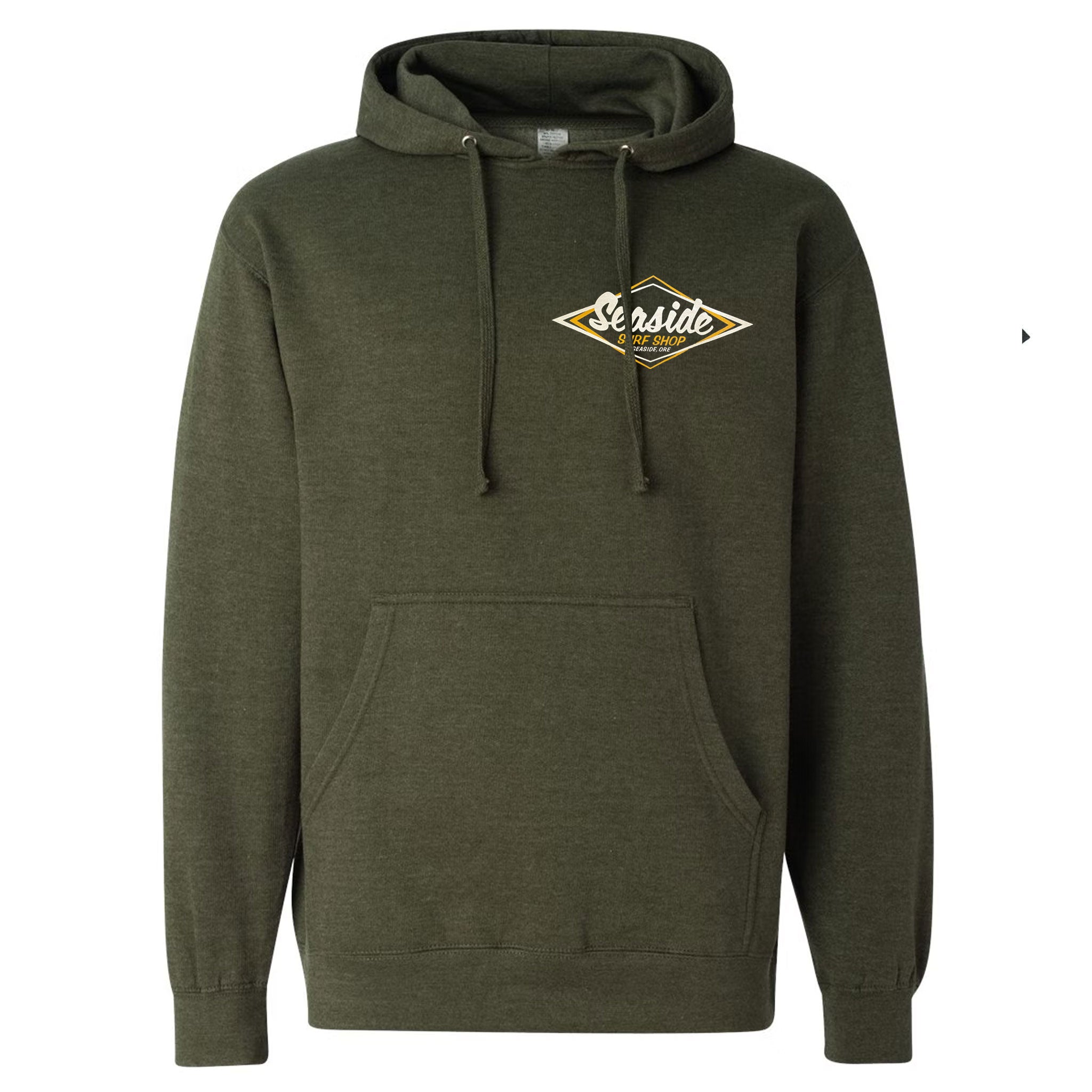 Seaside Surf Shop Vintage Logo Pullover Hoody - Army Heather