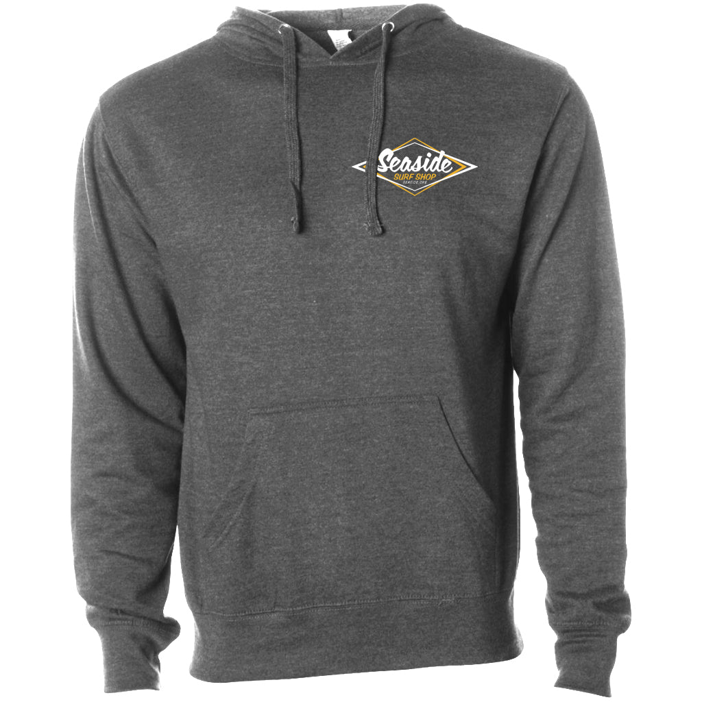 Seaside Surf Shop Vintage Logo Pullover Hoody - Charcoal Heather/Mustard
