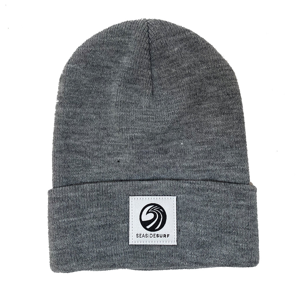 Seaside Surf Shop Wave Patch Logo Beanie - Heather Grey