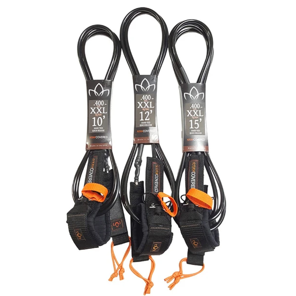 Stay Covered XXXL .400 (10mm) Hand Tied Big Wave Surf Leash w/ Quick Release