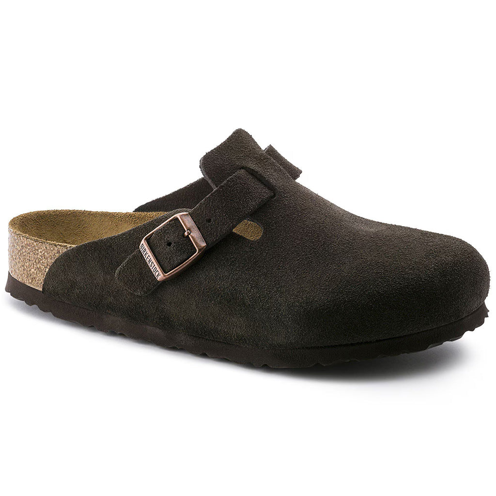 Birkenstock Womens Boston Soft Footbed Suede Leather - Mocha