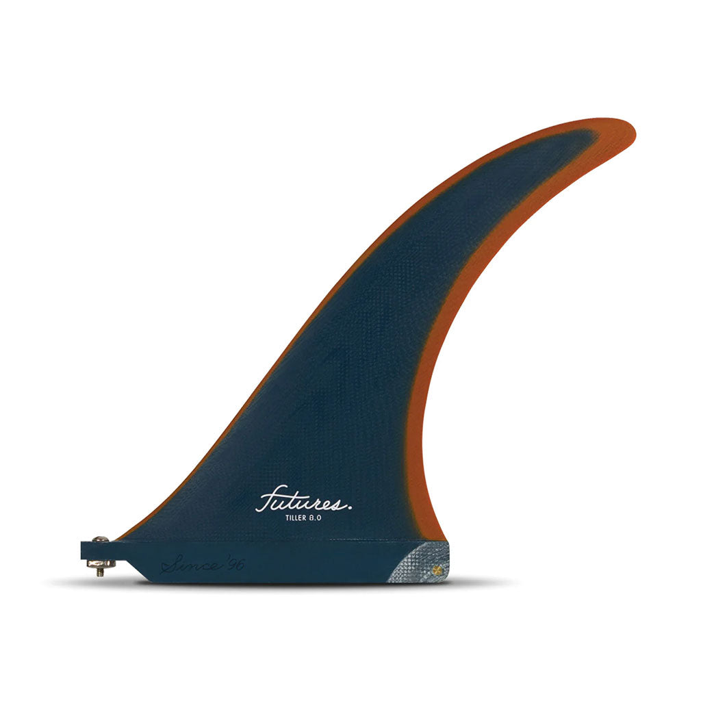 Futures Fins - Tiller 8&quot; Fiberglass Longboard Fin - Cobalt/Rust - Seaside Surf Shop 