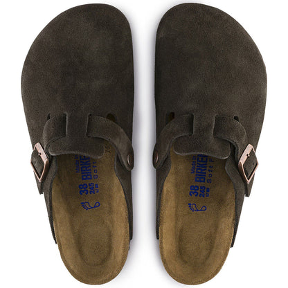 Birkenstock Womens Boston Soft Footbed Suede Leather - Mocha