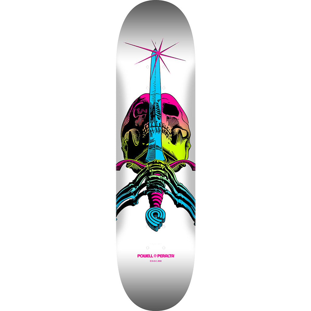 Powell Peralta Skull &amp; Sword Skateboard Deck Lime Fade / White - Shape 246 - 9 x 32.95