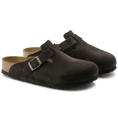 Birkenstock Womens Boston Soft Footbed Suede Leather - Mocha