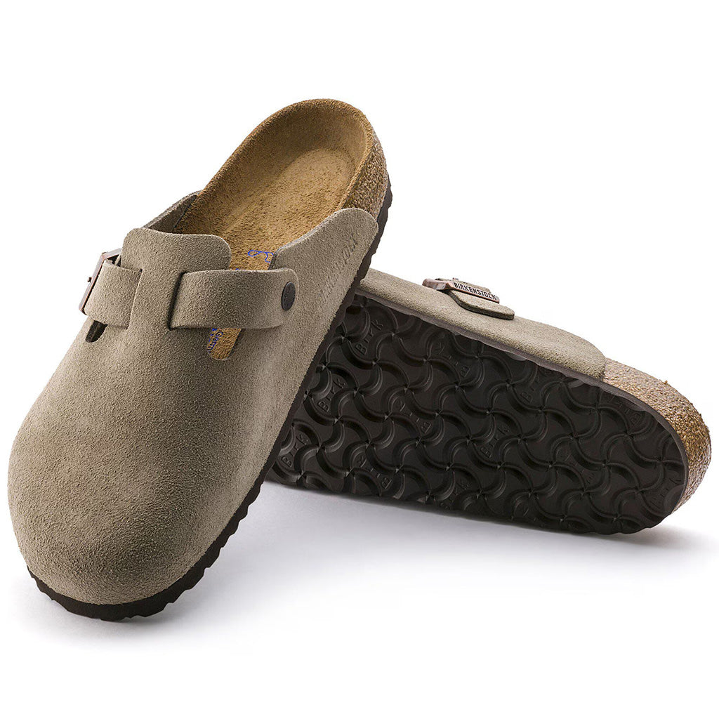 Birkenstock Womens Boston Soft Footbed Suede Leather - Taupe