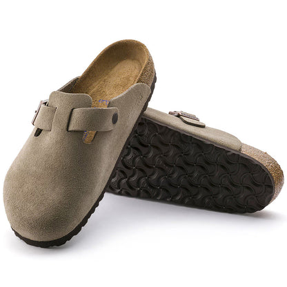 Birkenstock Womens Boston Soft Footbed Suede Leather - Taupe