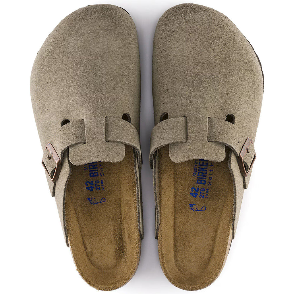 Birkenstock Mens Boston Soft Footbed Suede Leather - Taupe