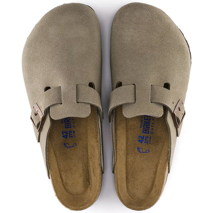 Birkenstock Mens Boston Soft Footbed Suede Leather - Taupe