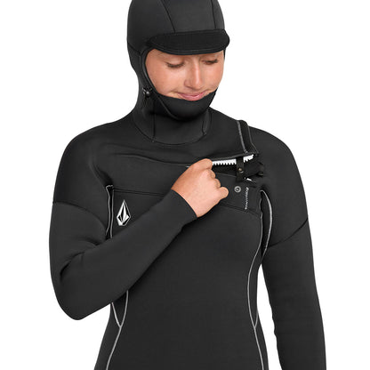 Volcom Modulator Womens 5/4/mm Hooded Chest Zip Wetsuit - Black - W25/26