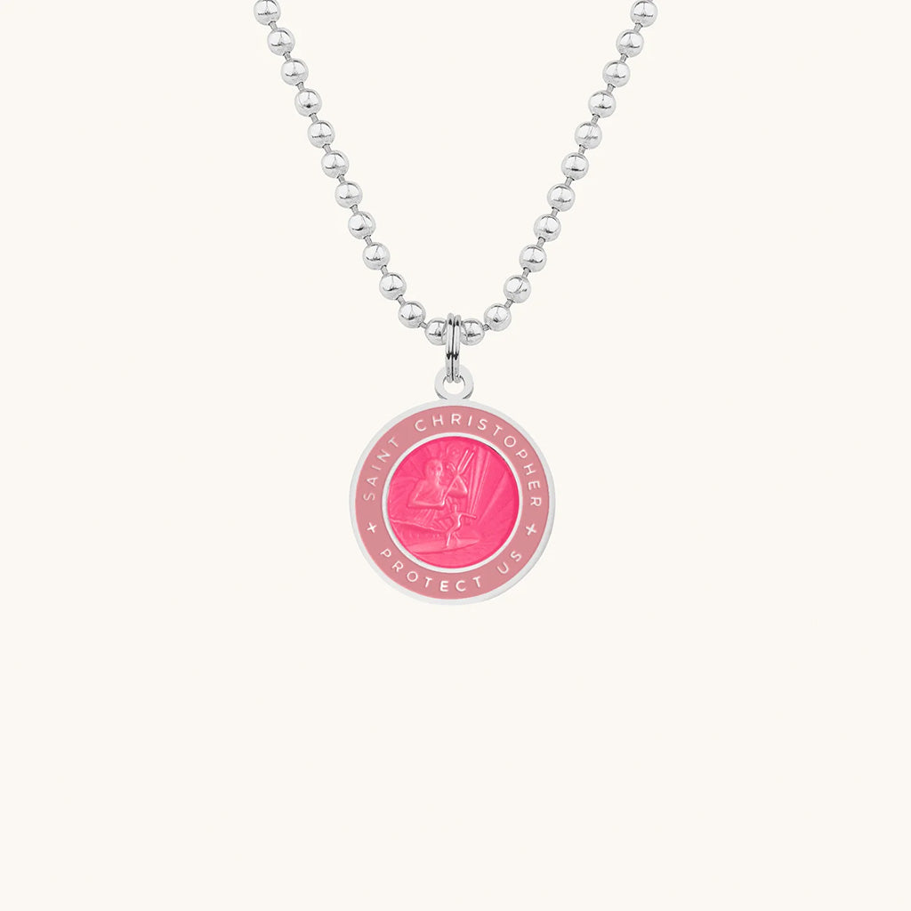Saint Christopher Small Medal - Fuschia/Pink - Seaside Surf Shop 