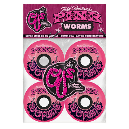 60mm Pink Worms Super Juice Pink 78a OJ Wheels