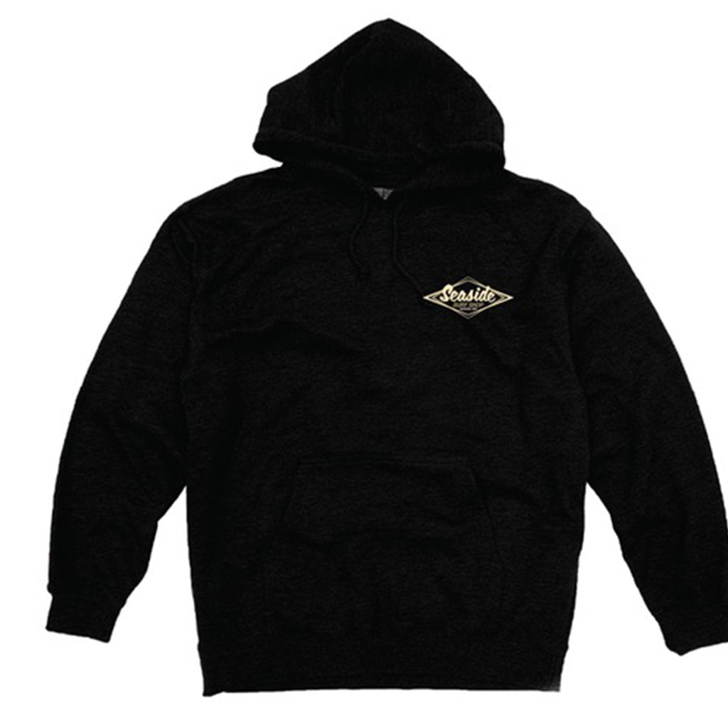 Seaside Surf Shop Mens Vintage Logo Hooded Pullover - Black/Gold/Cream