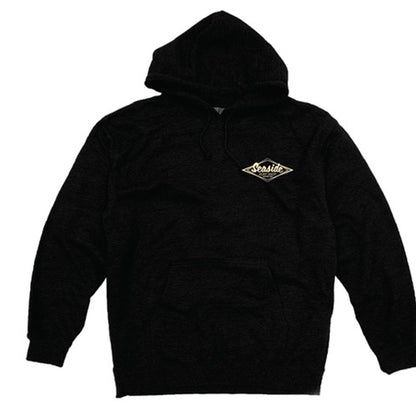 Seaside Surf Shop Mens Vintage Logo Hooded Pullover - Black/Gold/Cream