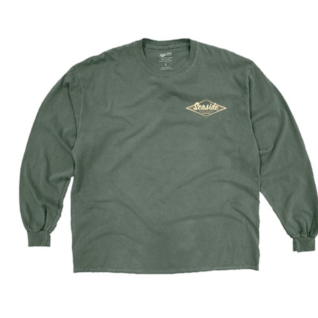 Seaside Surf Dyed Ringspun Vintage Logo L/S Tee - Basil