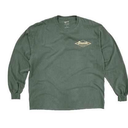 Seaside Surf Dyed Ringspun Vintage Logo L/S Tee - Basil