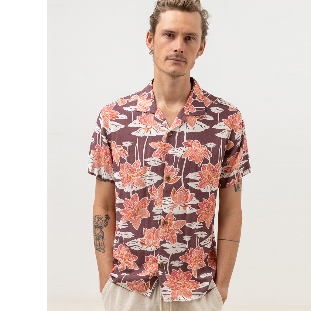 Rhythm Mens Lily Cuban S/S Sleeve T Shirt - Mulberry - Seaside Surf Shop 