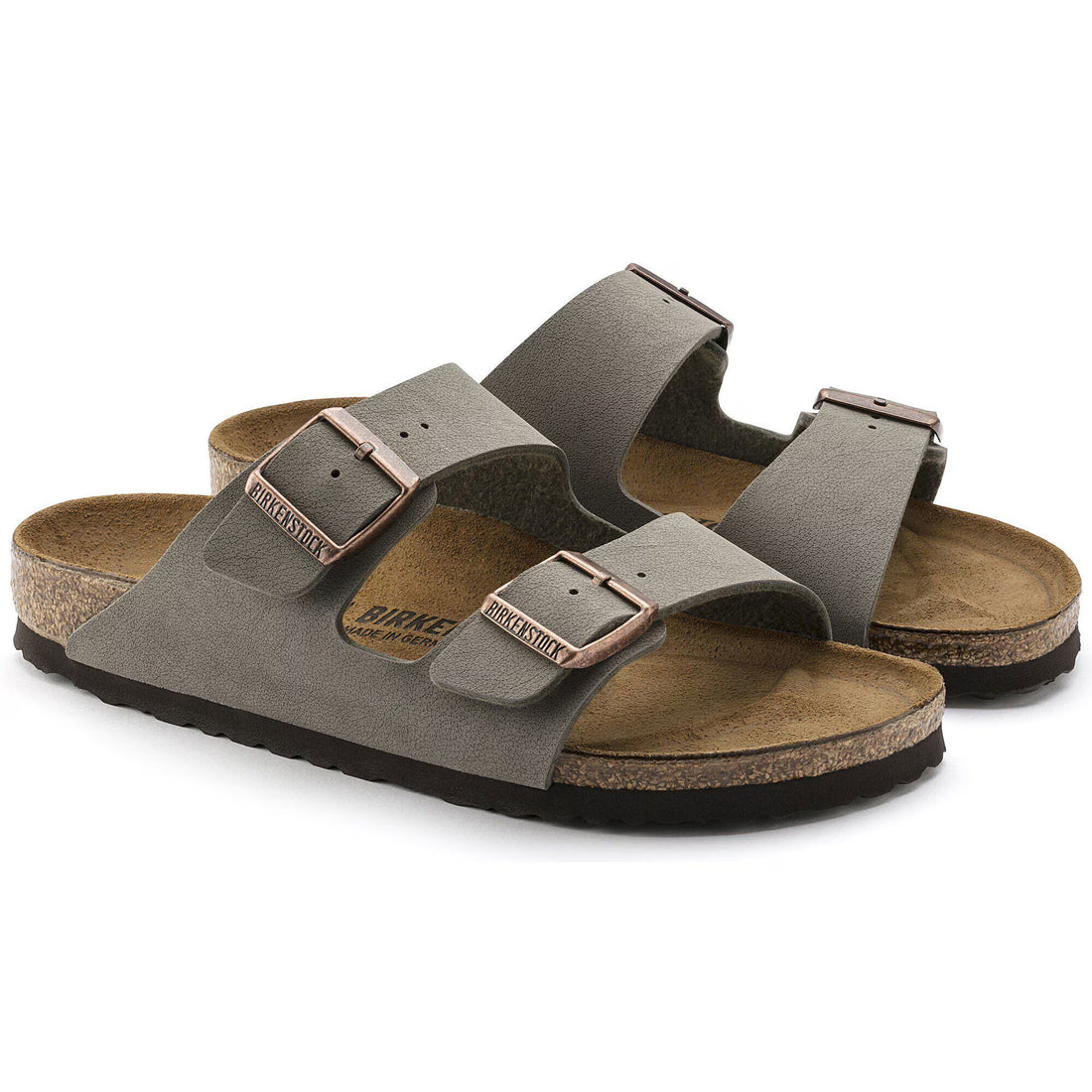 Birkenstock Womens Arizona BF Nubuck Sandals - Stone