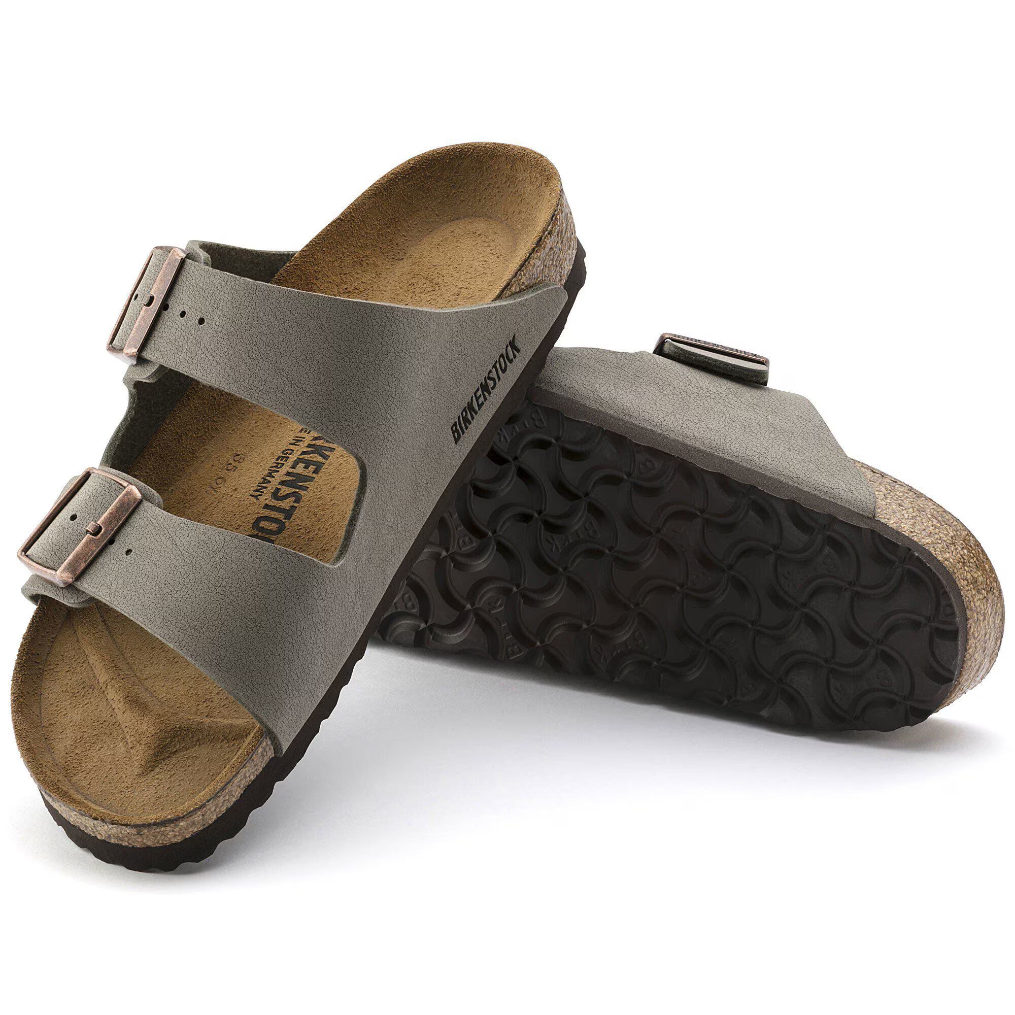 Birkenstock Mens Arizona BF Nubuck Sandals - Stone