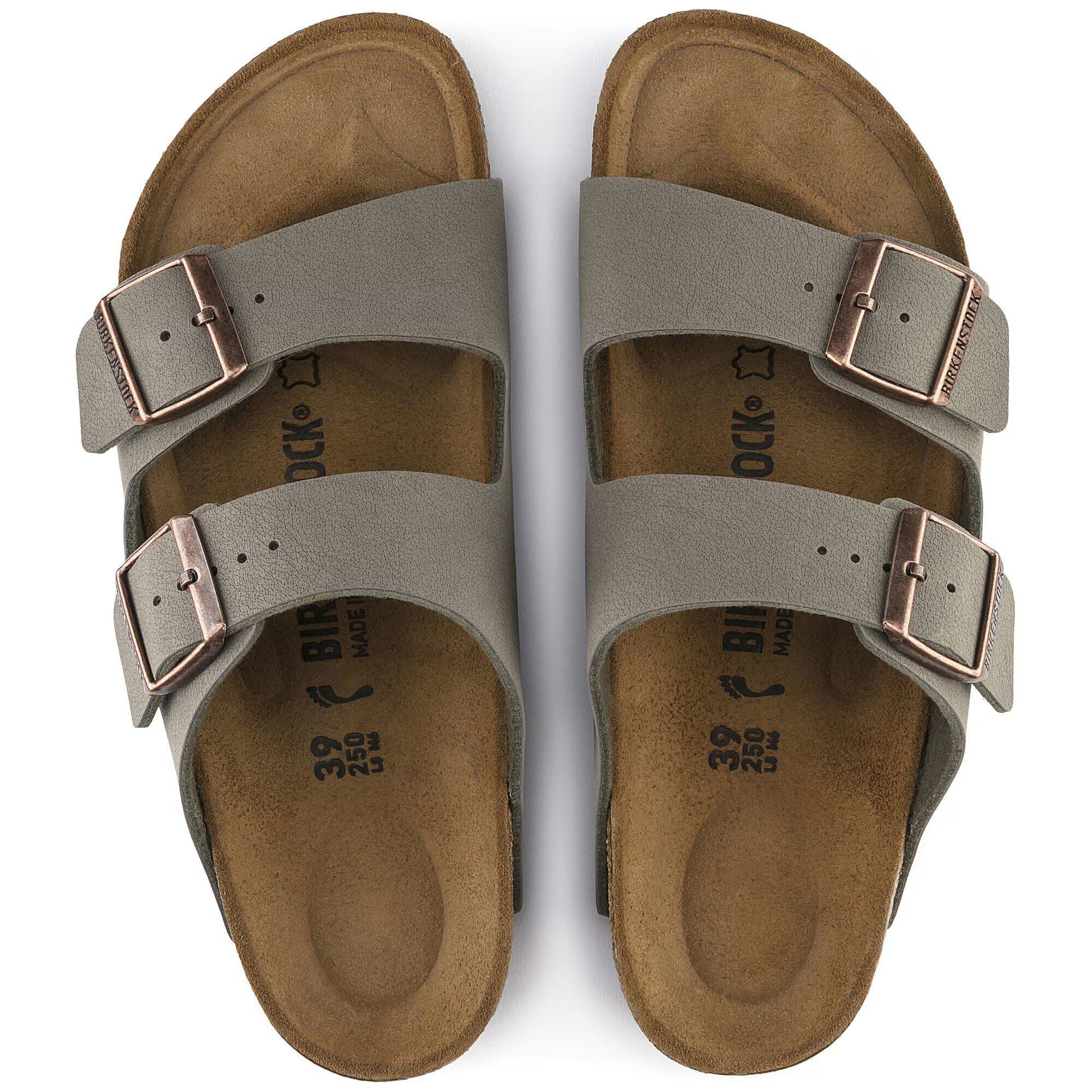 Birkenstock Mens Arizona BF Nubuck Sandals - Stone