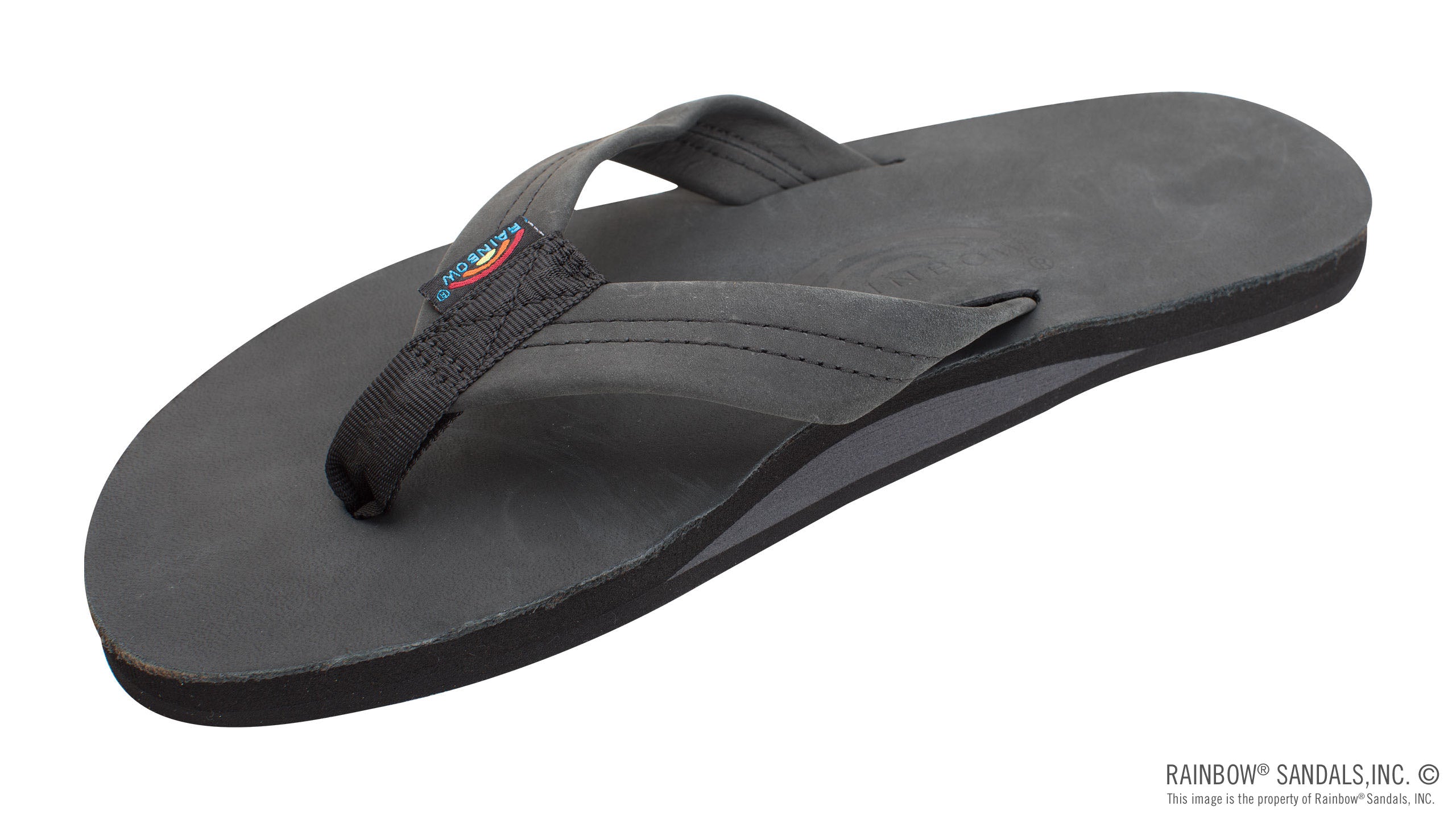 Rainbow Sandals Men's Single Layer Premier Leather with Arch Support 1" Strap - Premier Black - Seaside Surf Shop 