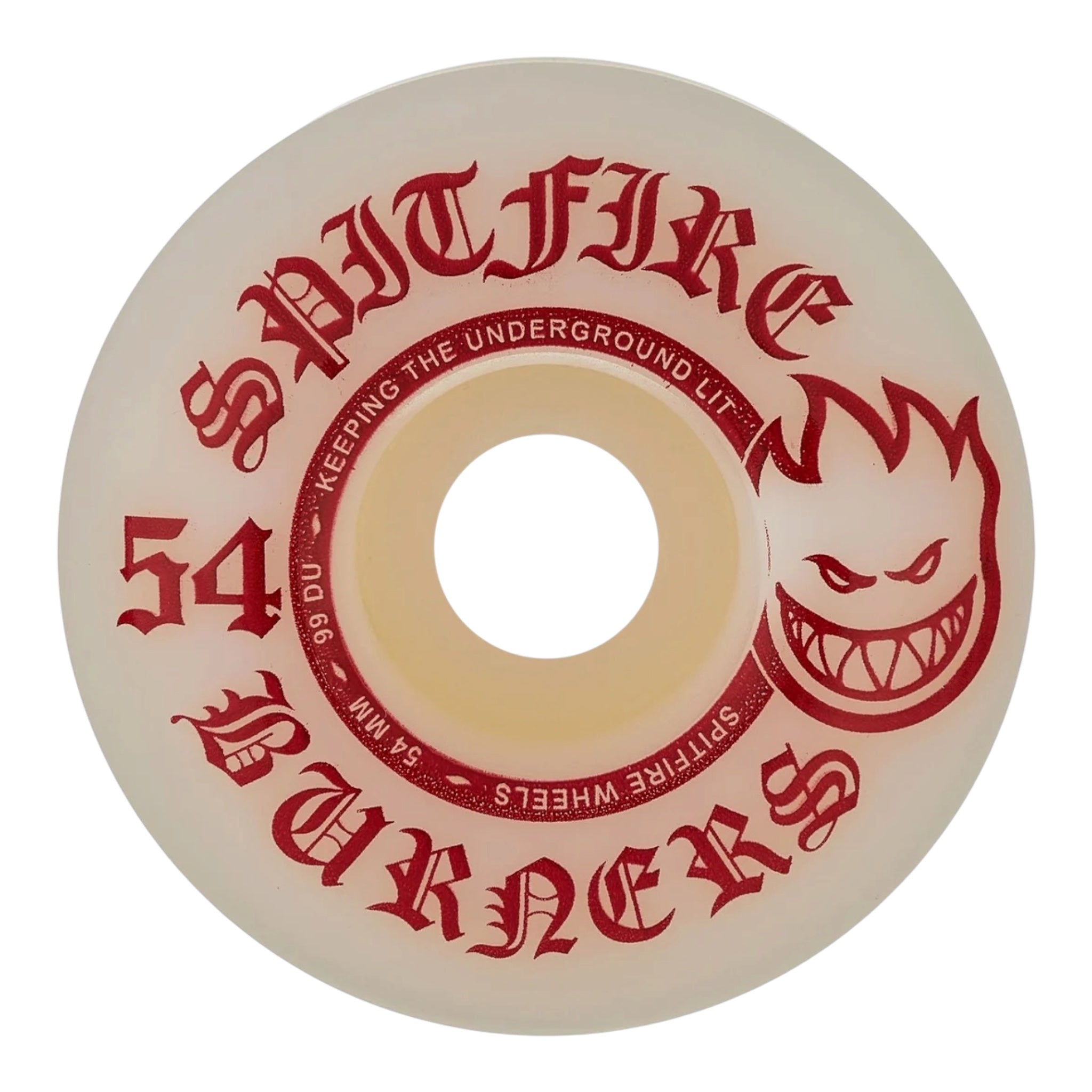 Spitfire Wheels Burners 54mm 99a - White/Red