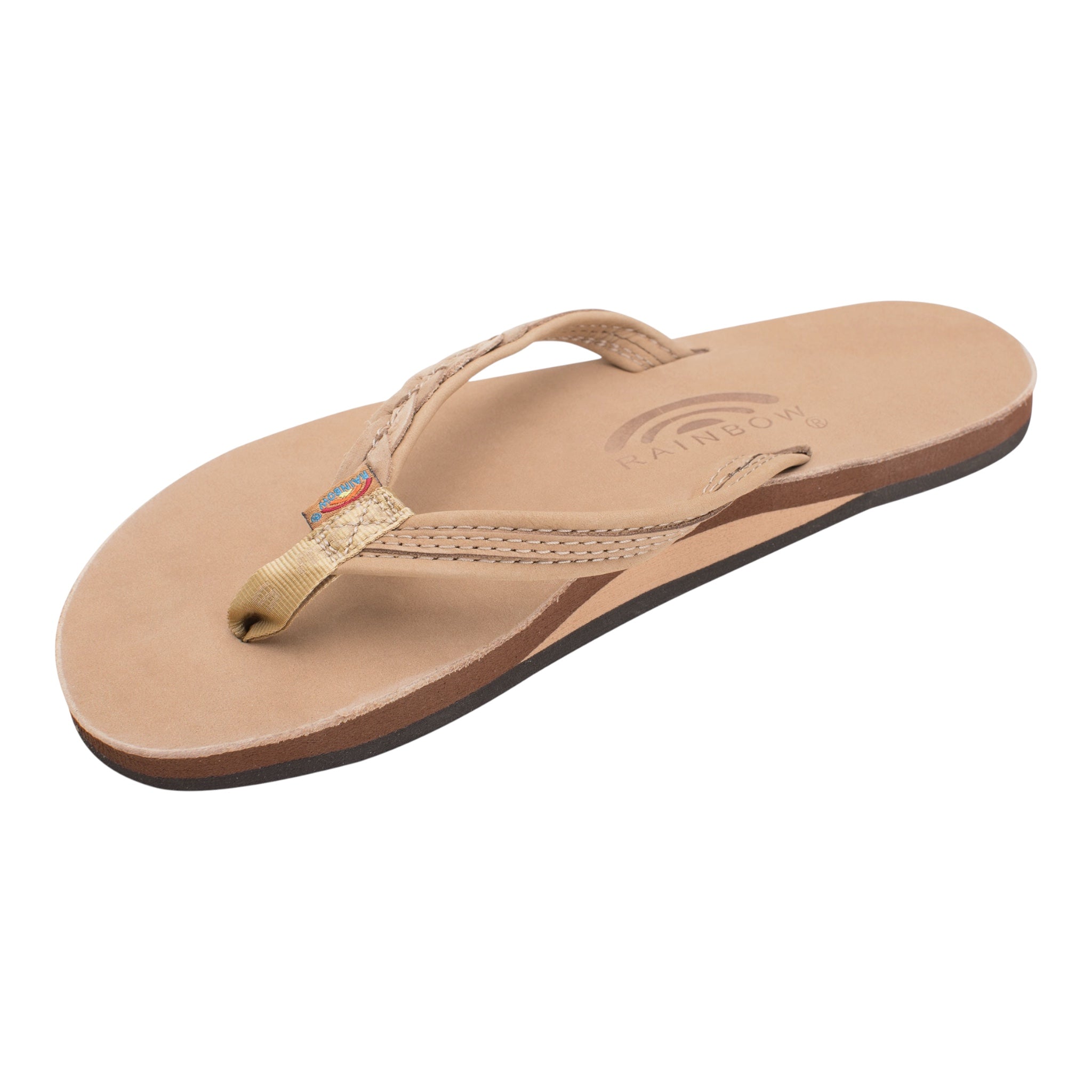 Rainbow Sandals Womens The Madison – Single Layer Arch Support with a Braid on a 1/2" Narrow Rolled Strap - Sierra Brown