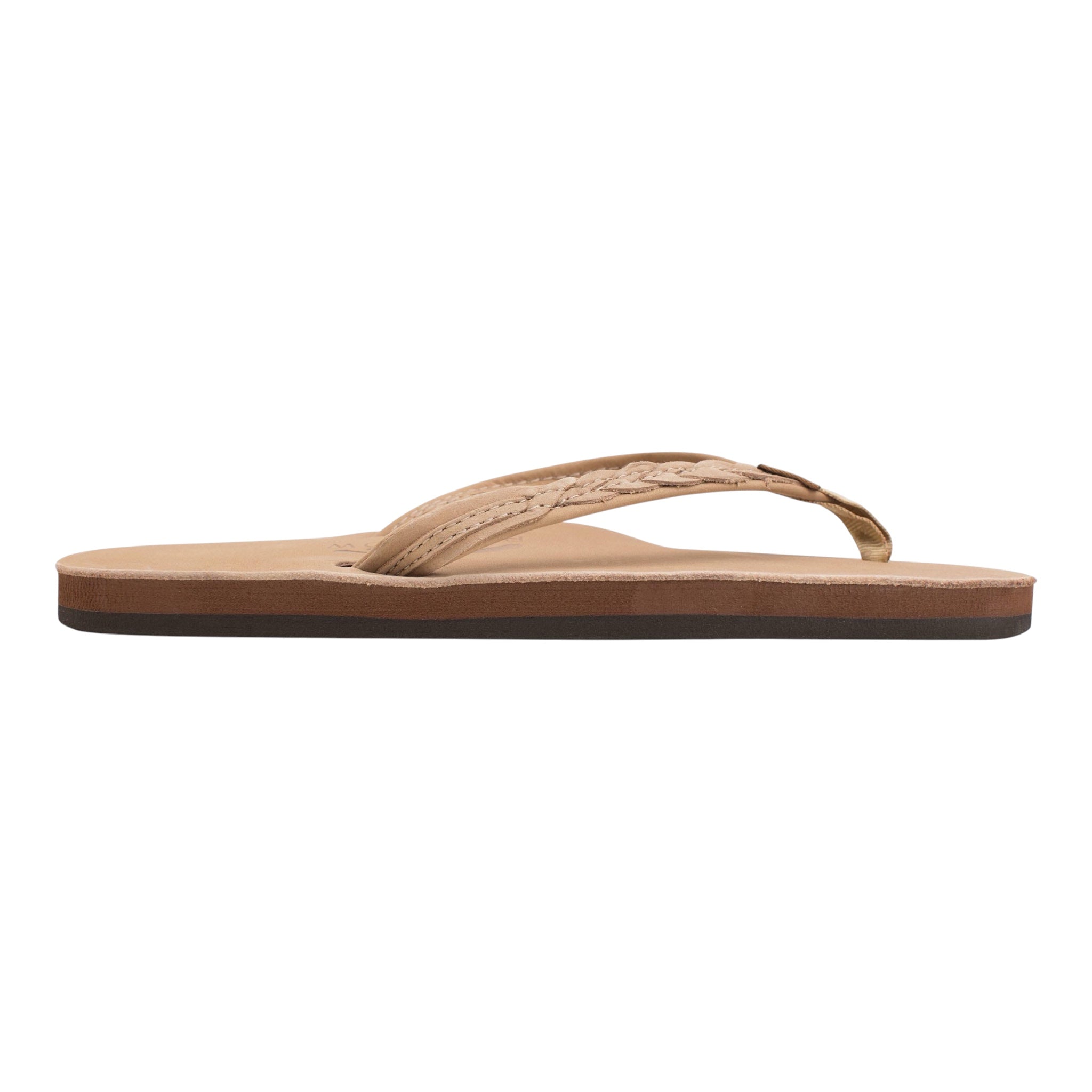 Rainbow Sandals Womens The Madison – Single Layer Arch Support with a Braid on a 1/2" Narrow Rolled Strap - Sierra Brown