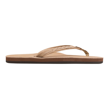 Rainbow Sandals Womens The Madison – Single Layer Arch Support with a Braid on a 1/2" Narrow Rolled Strap - Sierra Brown