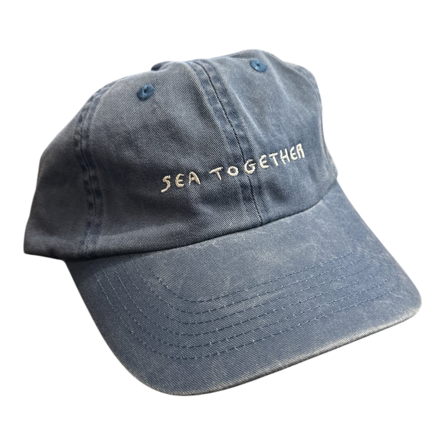 Sea Together Embroidered Hat - Sea Blue