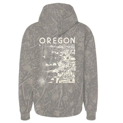 Distant Local x Seaside Surf OREGON Surf Zone Map Hooded Pullover Sweatshirt - Deadwood Camo