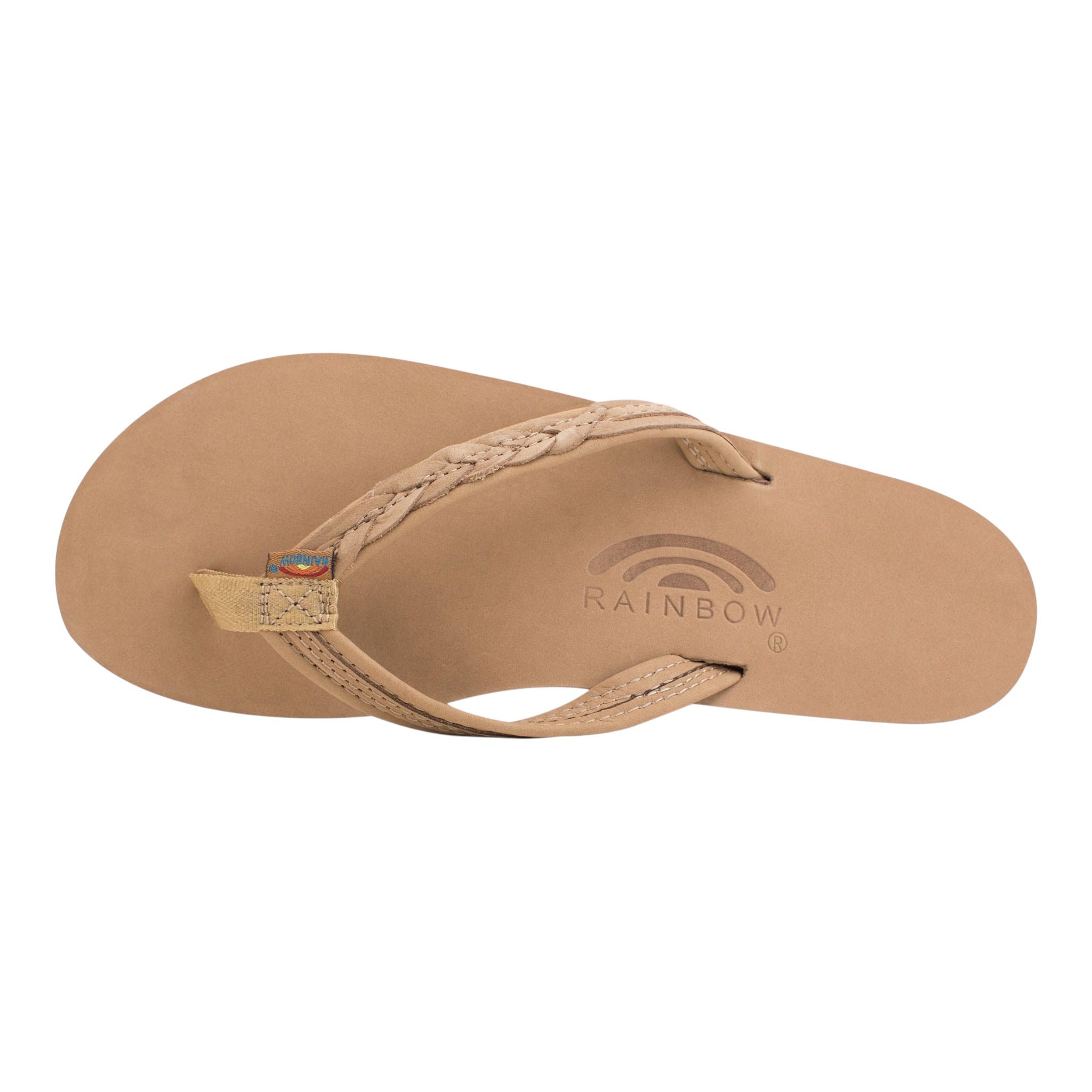 Rainbow Sandals Womens The Madison – Single Layer Arch Support with a Braid on a 1/2" Narrow Rolled Strap - Sierra Brown