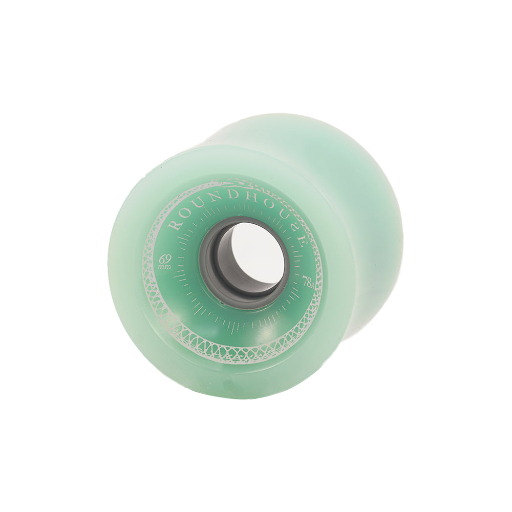 Carver Roundhouse Concave 69mm 78A Smoke skateboard wheel with white branding.
