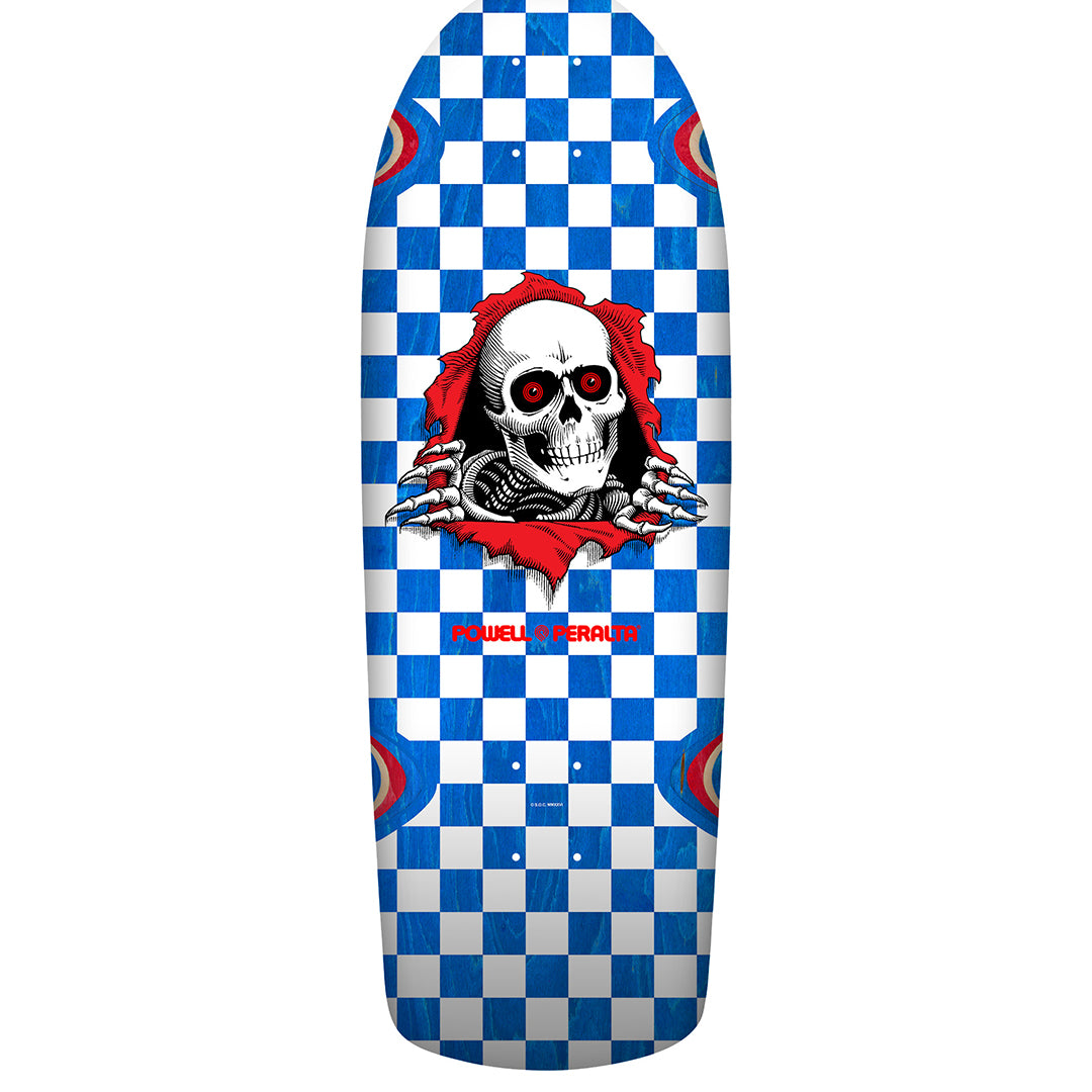 Powell Peralta OG Ripper Checker Reissue Skateboard Deck Blue Veneer - 10 x 30