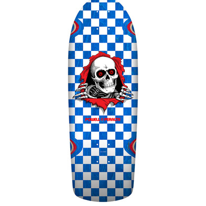 Powell Peralta OG Ripper Checker Reissue Skateboard Deck Blue Veneer - 10 x 30