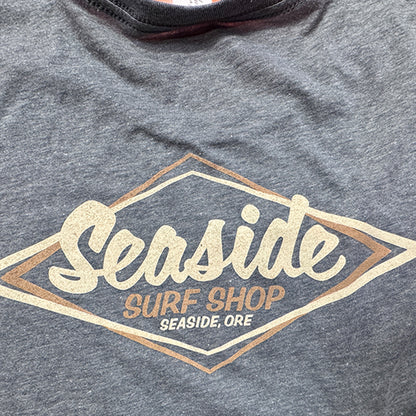 Seaside Surf Vintage Logo Womens S/S Tee - Heather Gray