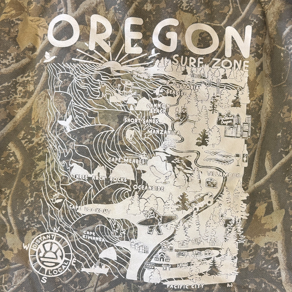 Distant Local x Seaside Surf OREGON Surf Zone Map Hooded Pullover Sweatshirt - Deadwood Camo