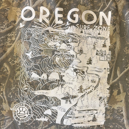 Distant Local x Seaside Surf OREGON Surf Zone Map Hooded Pullover Sweatshirt - Deadwood Camo